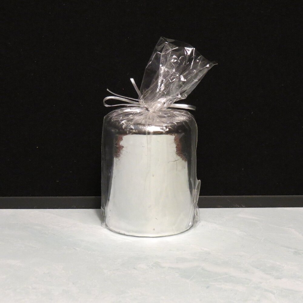 Crate & Barrel Shiny Silver Pillar Candle 3x4/New
